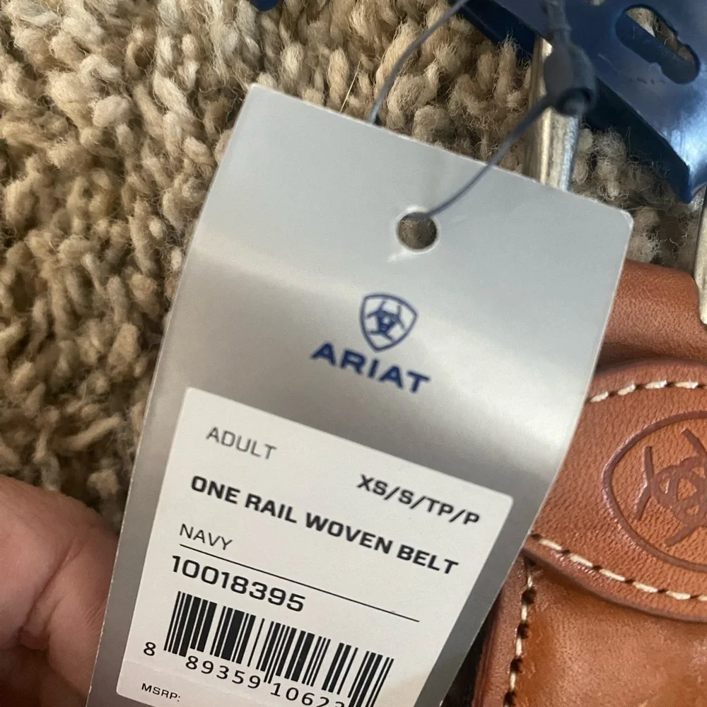 NWT Ariat Men’s Navy Blue One Rail Woven Belt Size XS/S